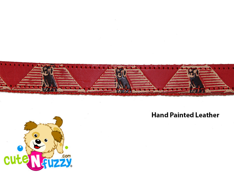 Hand Painted Leather Over Nylon Dog Collar