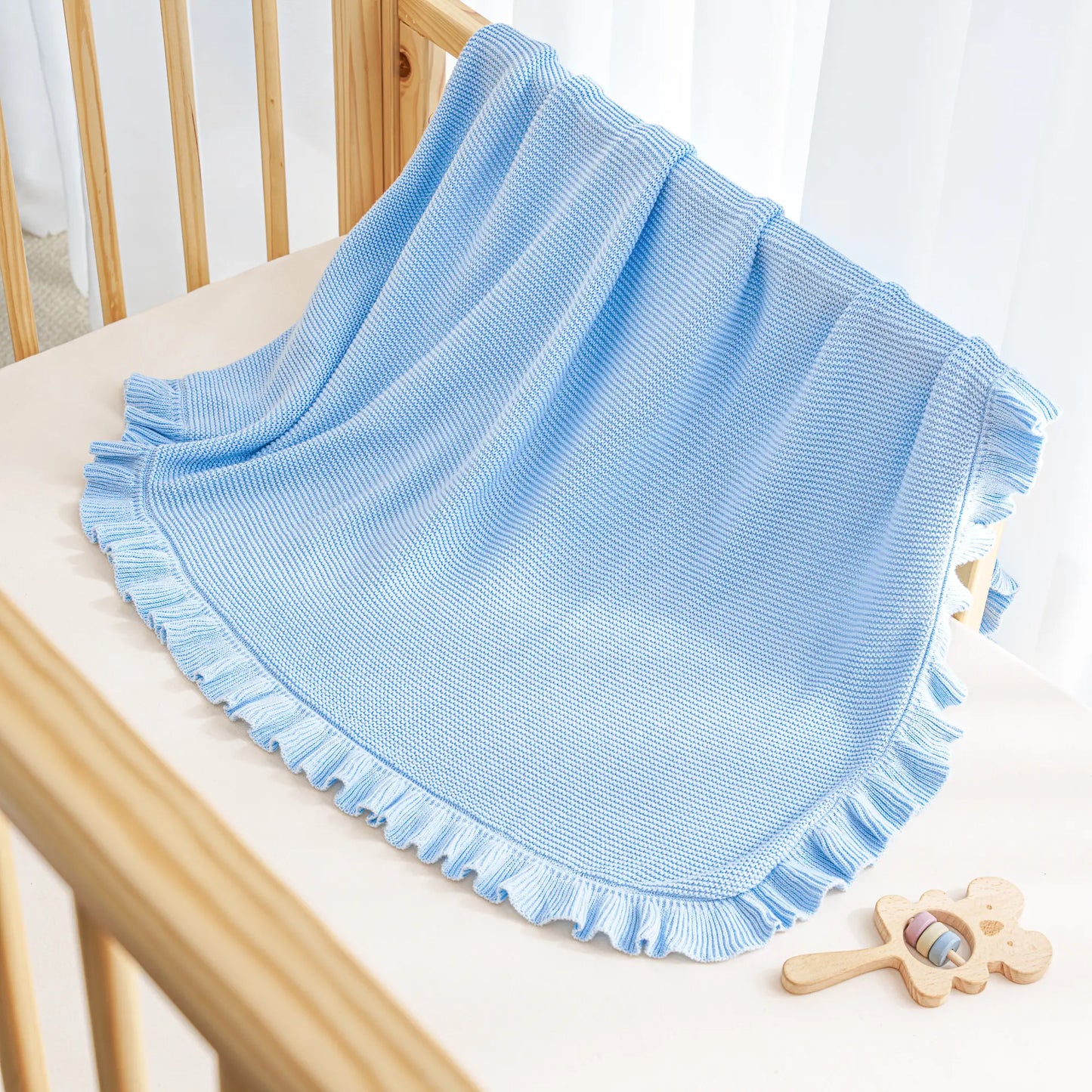 Ruffled Edge Knit Baby Blanket