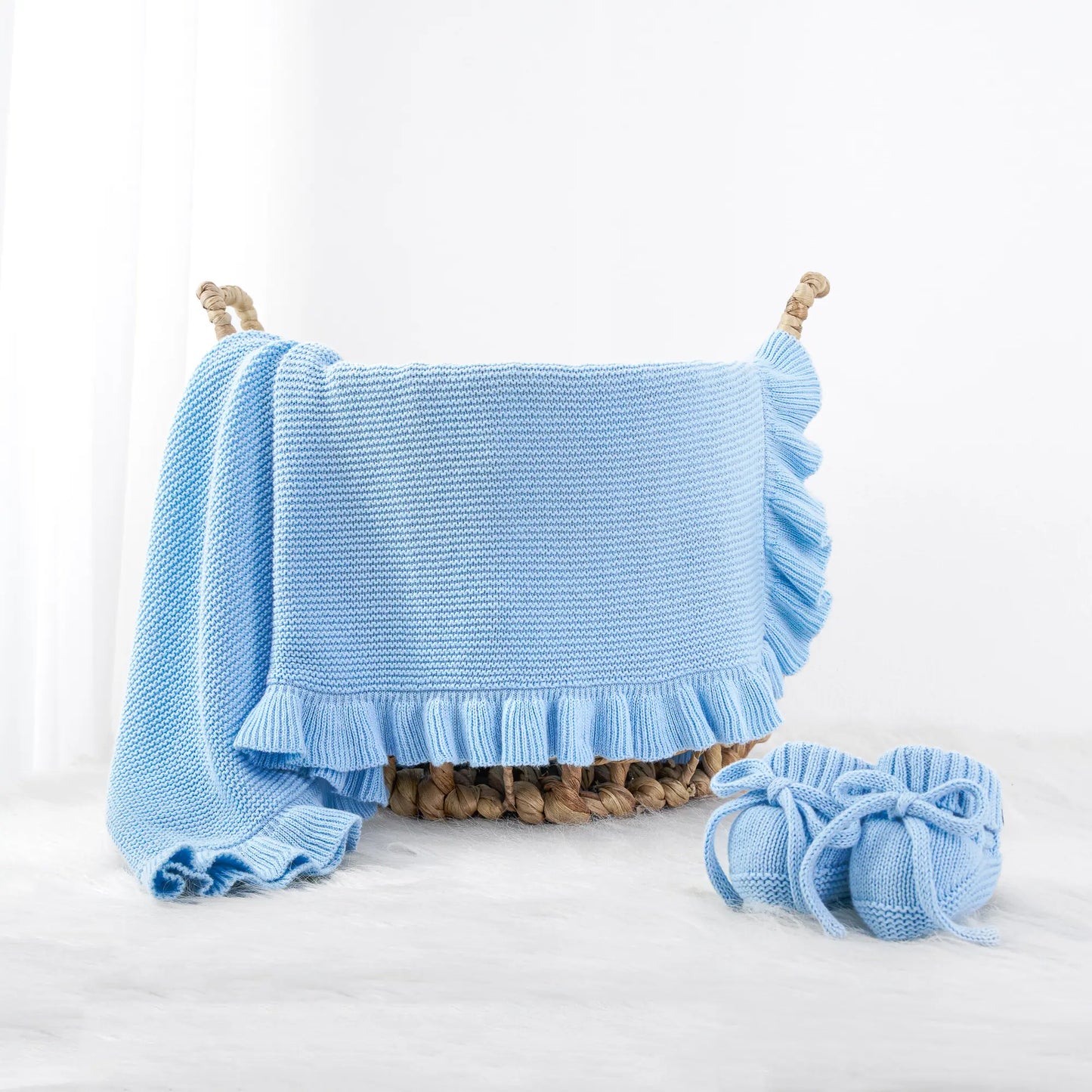 Ruffled Edge Knit Baby Blanket