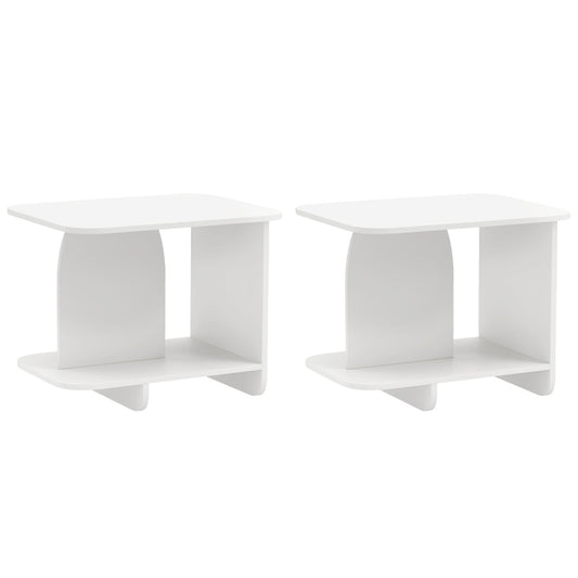 White Two-Tier Sofa Tables-Set of Two