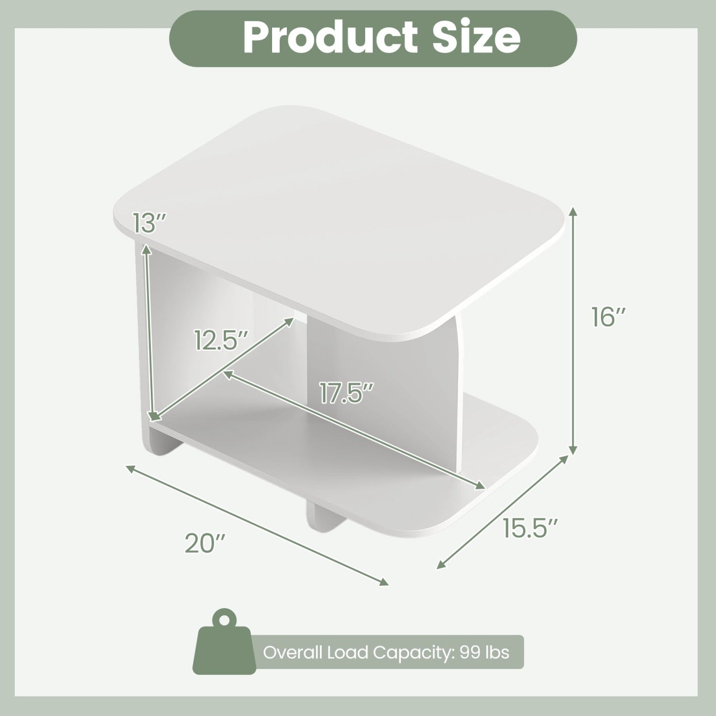 White Two-Tier Sofa Tables-Set of Two