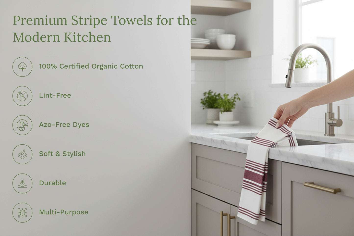 Cotton Striped Kitchen Towels