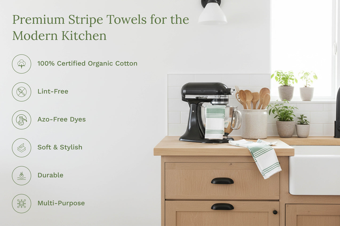 Cotton Striped Kitchen Towels