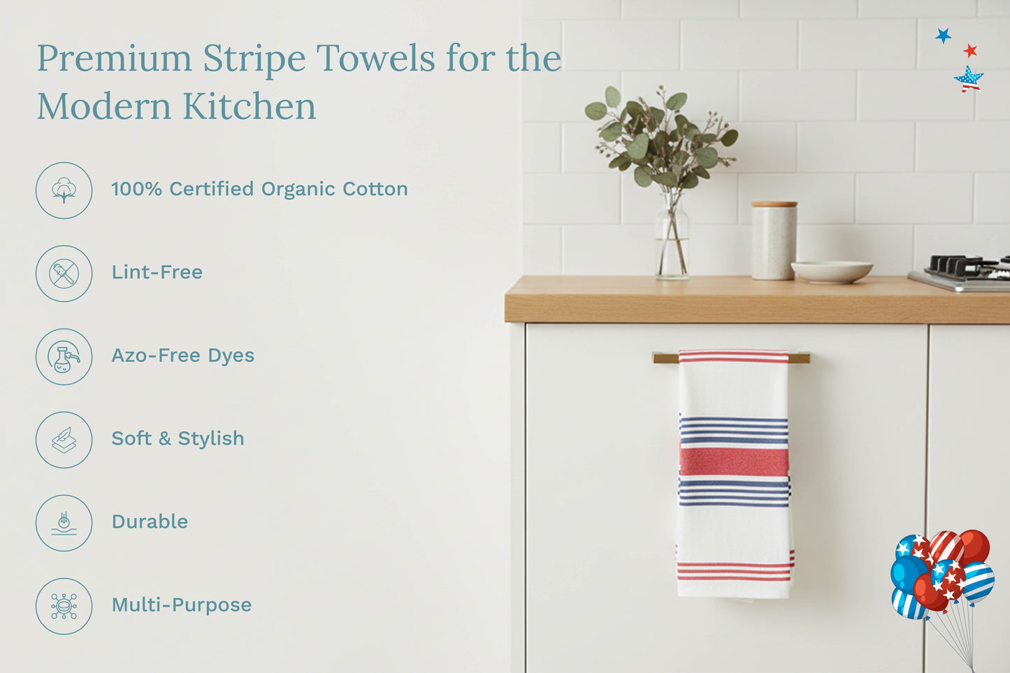 Cotton Striped Kitchen Towels