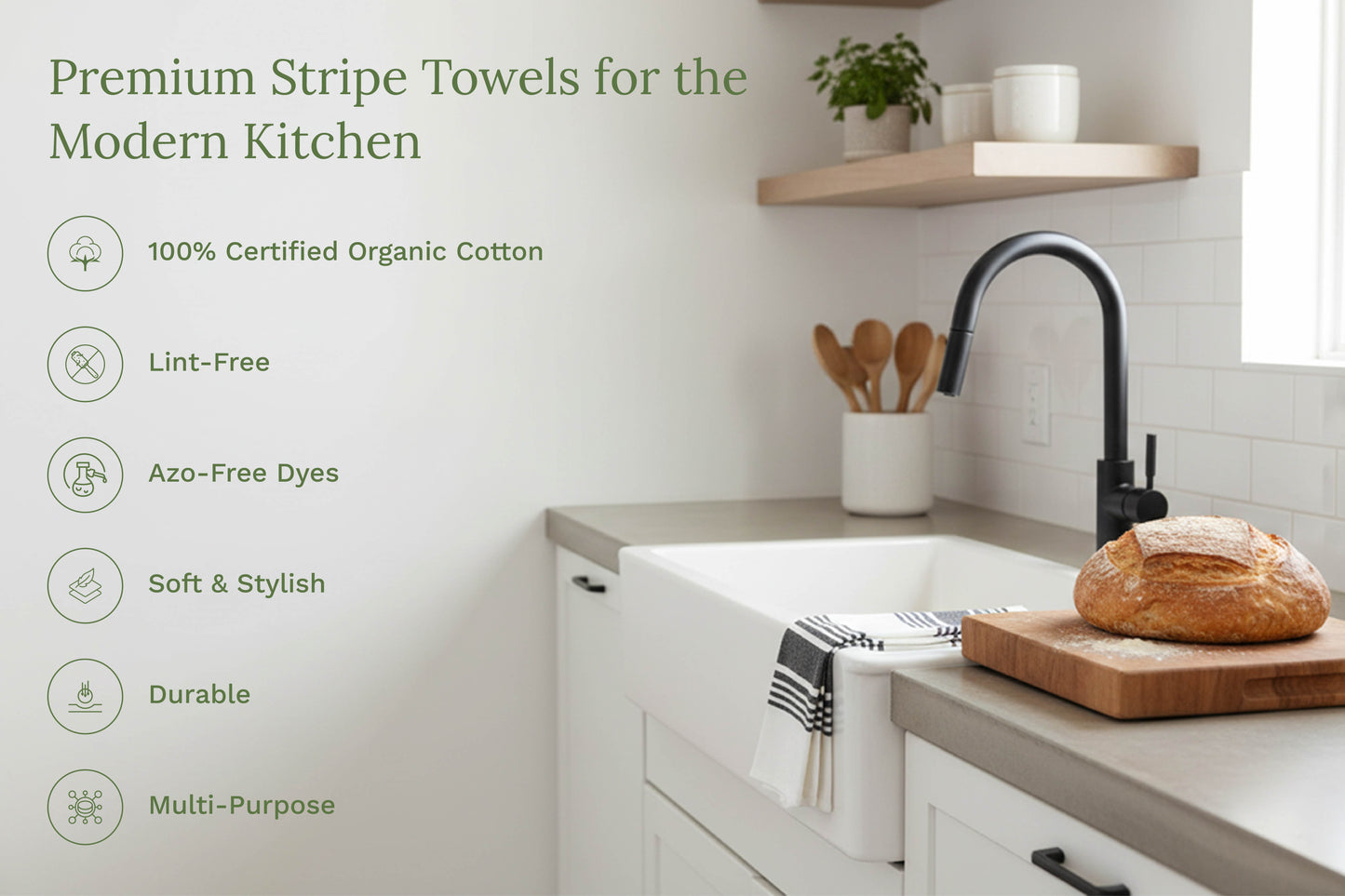 Cotton Striped Kitchen Towels