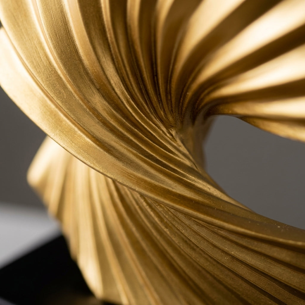 Modern Gold Wave Abstract Sculpture