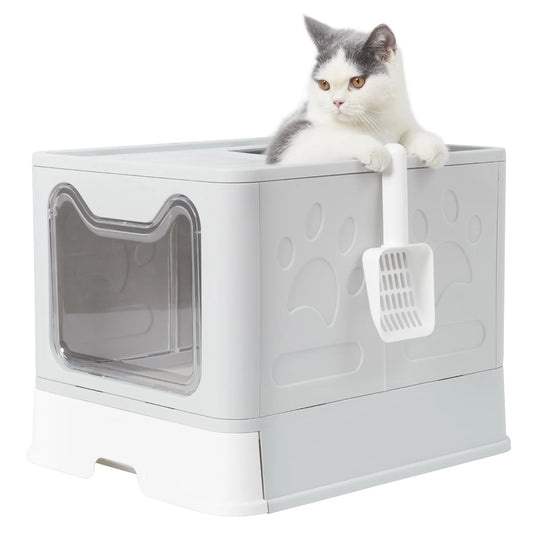 Modern Folding Kitty Litter Box with Lid