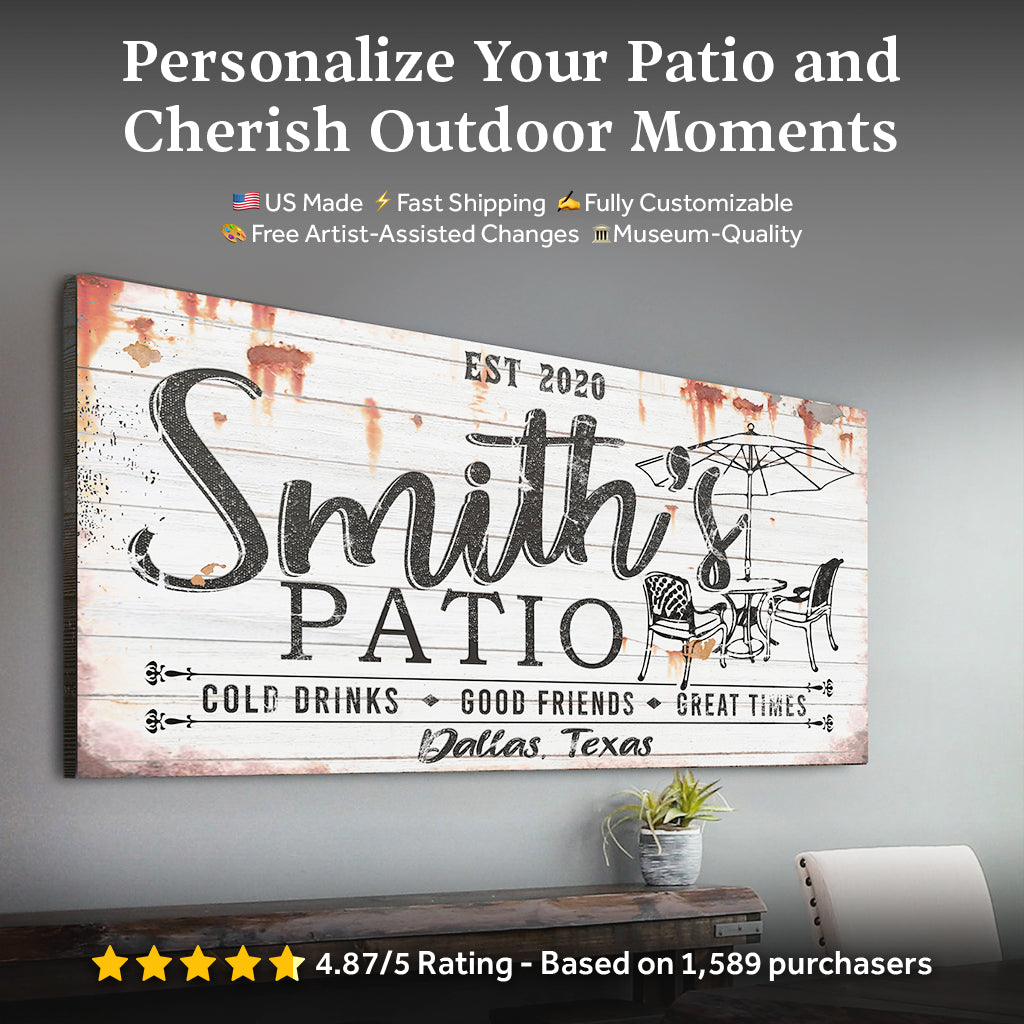 Rustic Style Family Patio Sign-Canvas