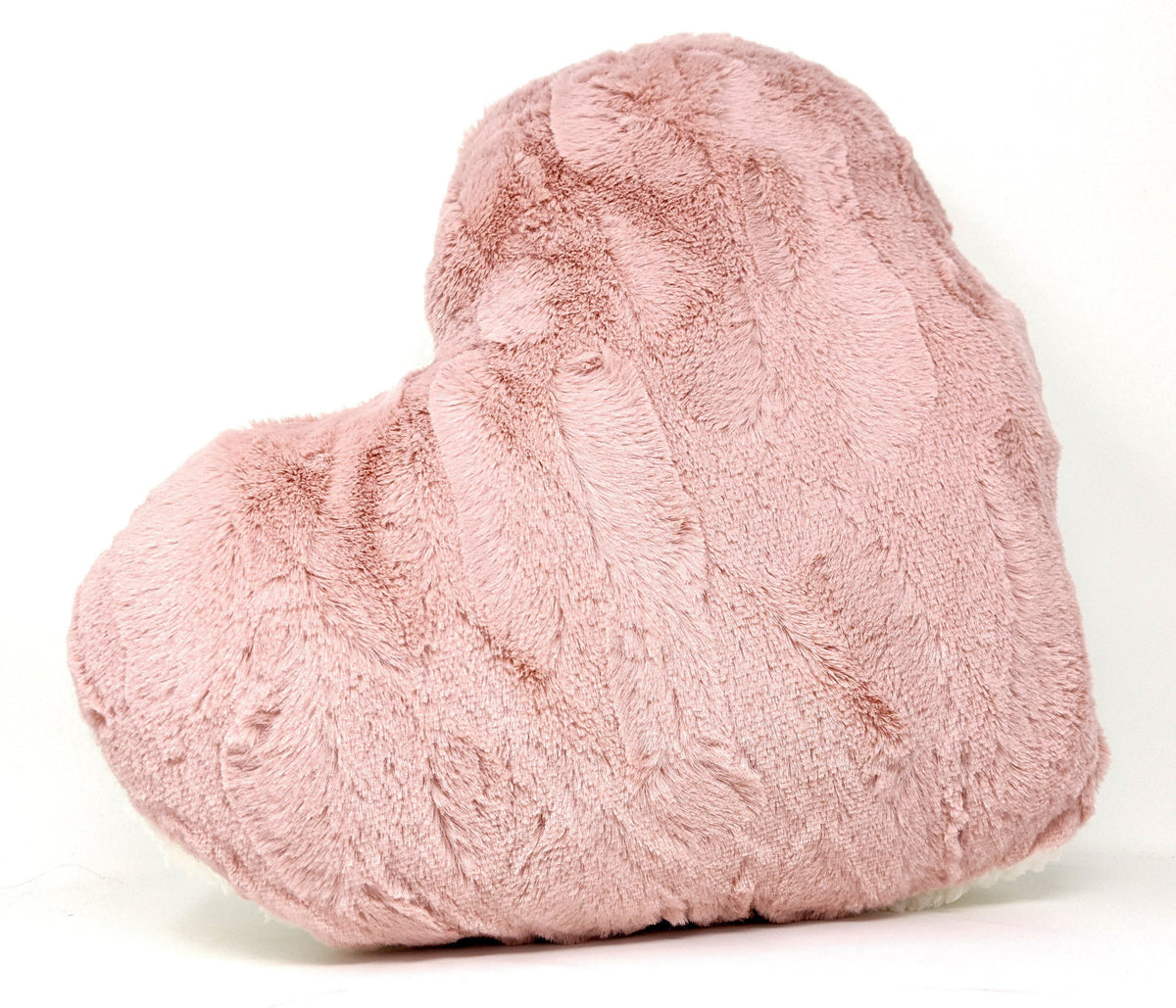 Faux Fur Pink and White Heart Pillow