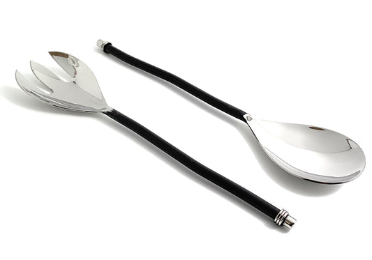 Salad Serving Utensils with Silver Finish