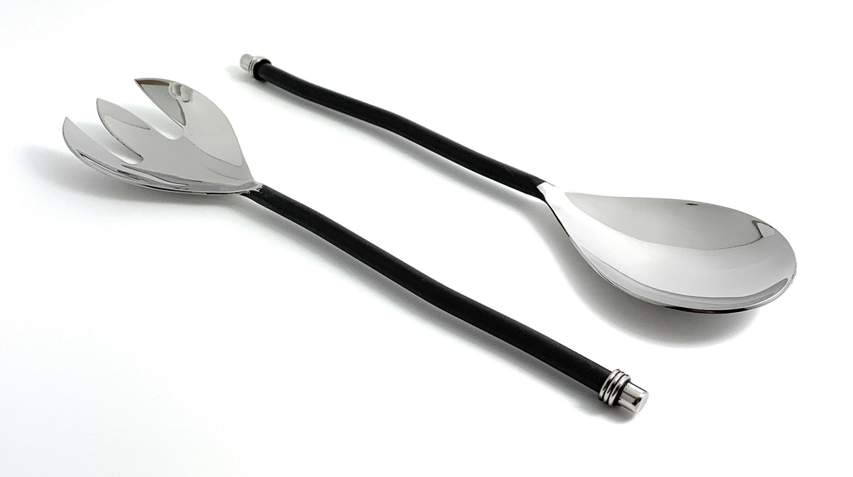Salad Serving Utensils with Silver Finish