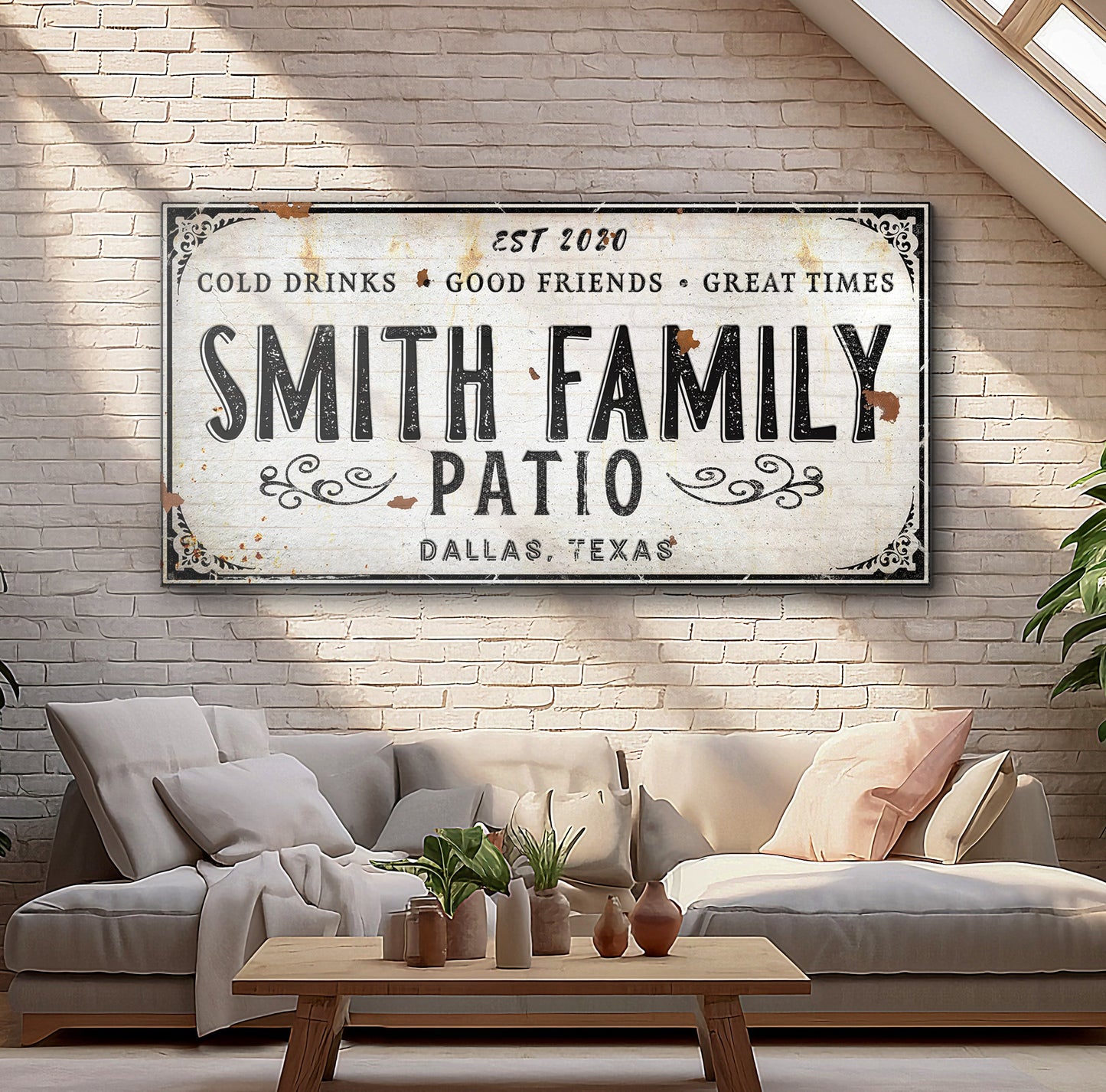 Rustic Style Family Patio Sign-Canvas