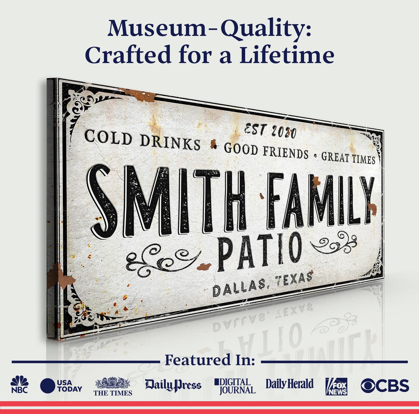 Rustic Style Family Patio Sign-Canvas