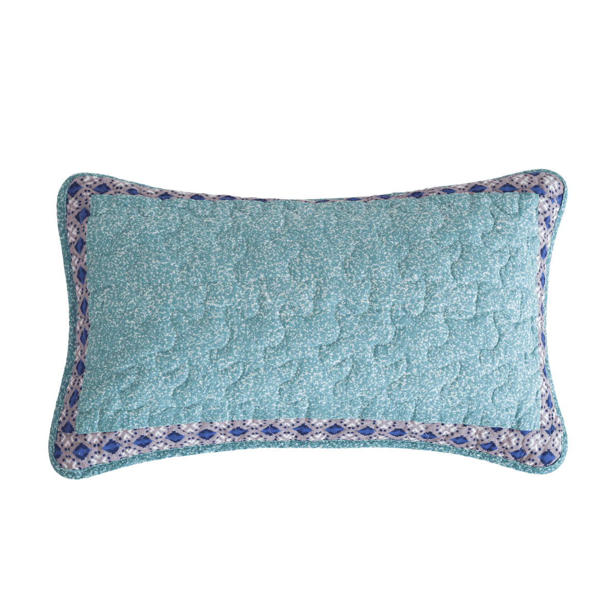 Turquoise Patchwork Border Pillow Sham