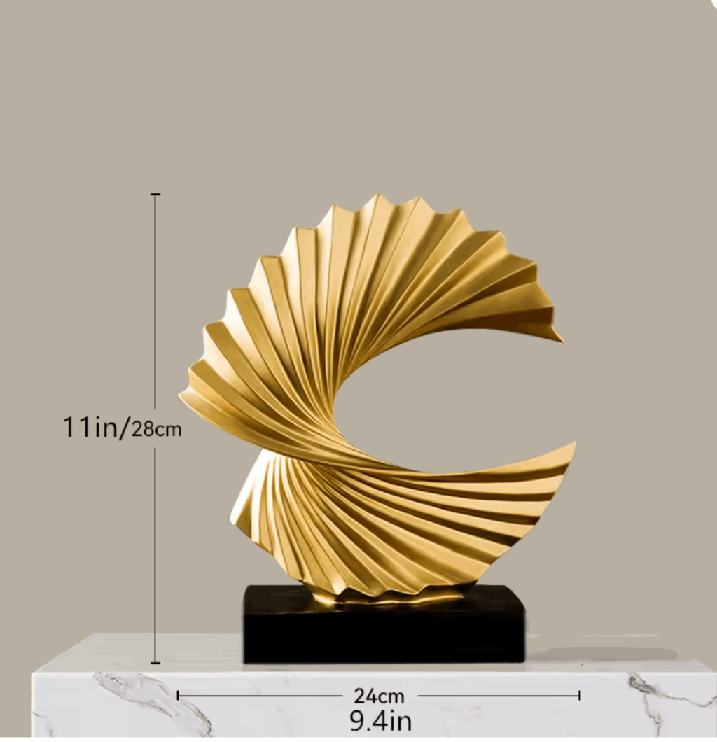 Modern Gold Wave Abstract Sculpture