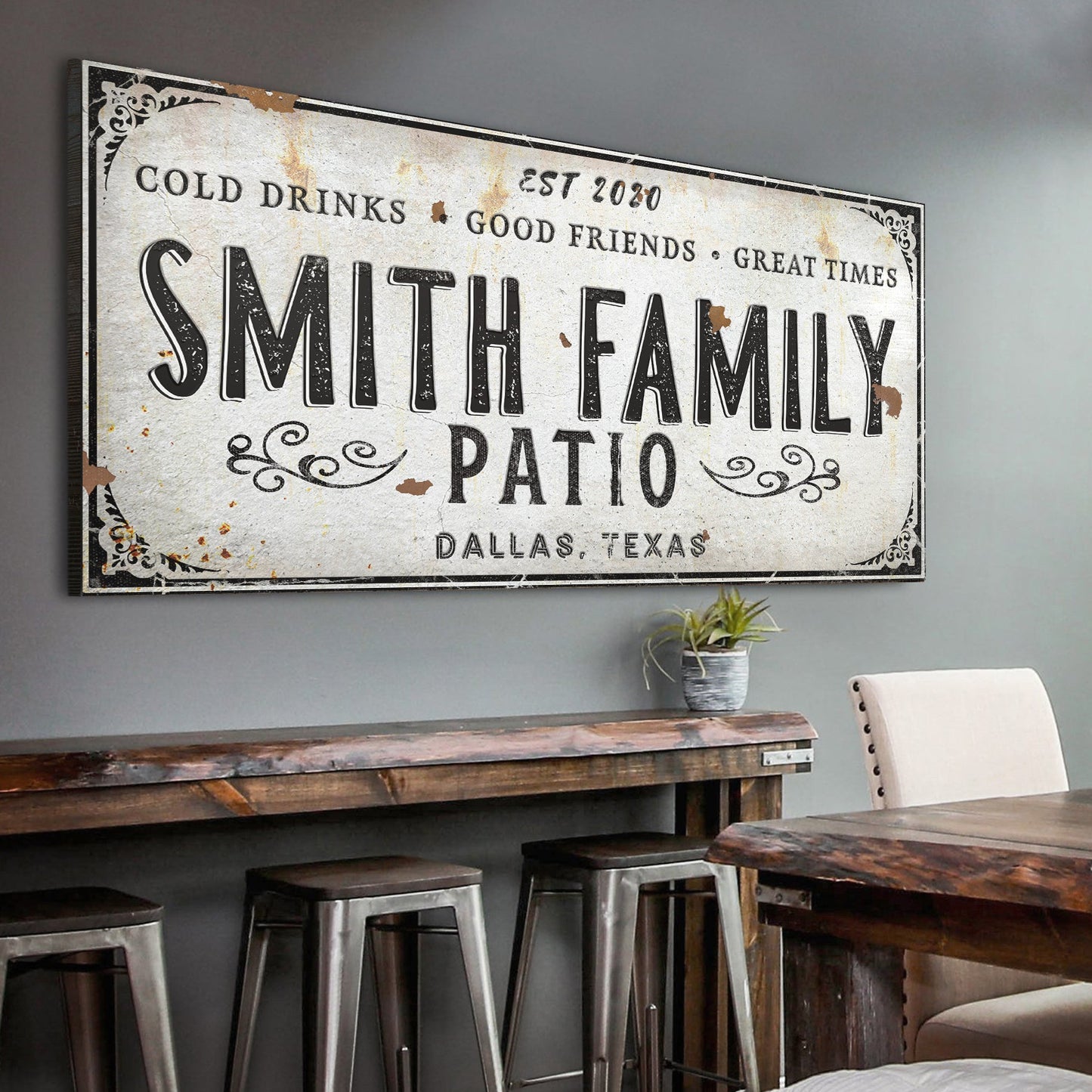 Rustic Style Family Patio Sign-Canvas