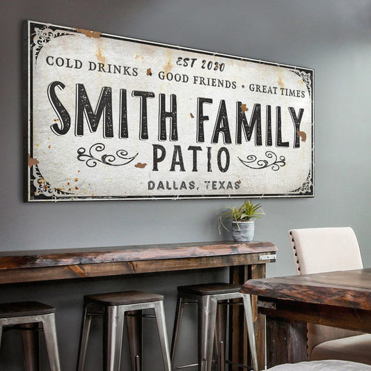 Rustic Style Family Patio Sign-Canvas