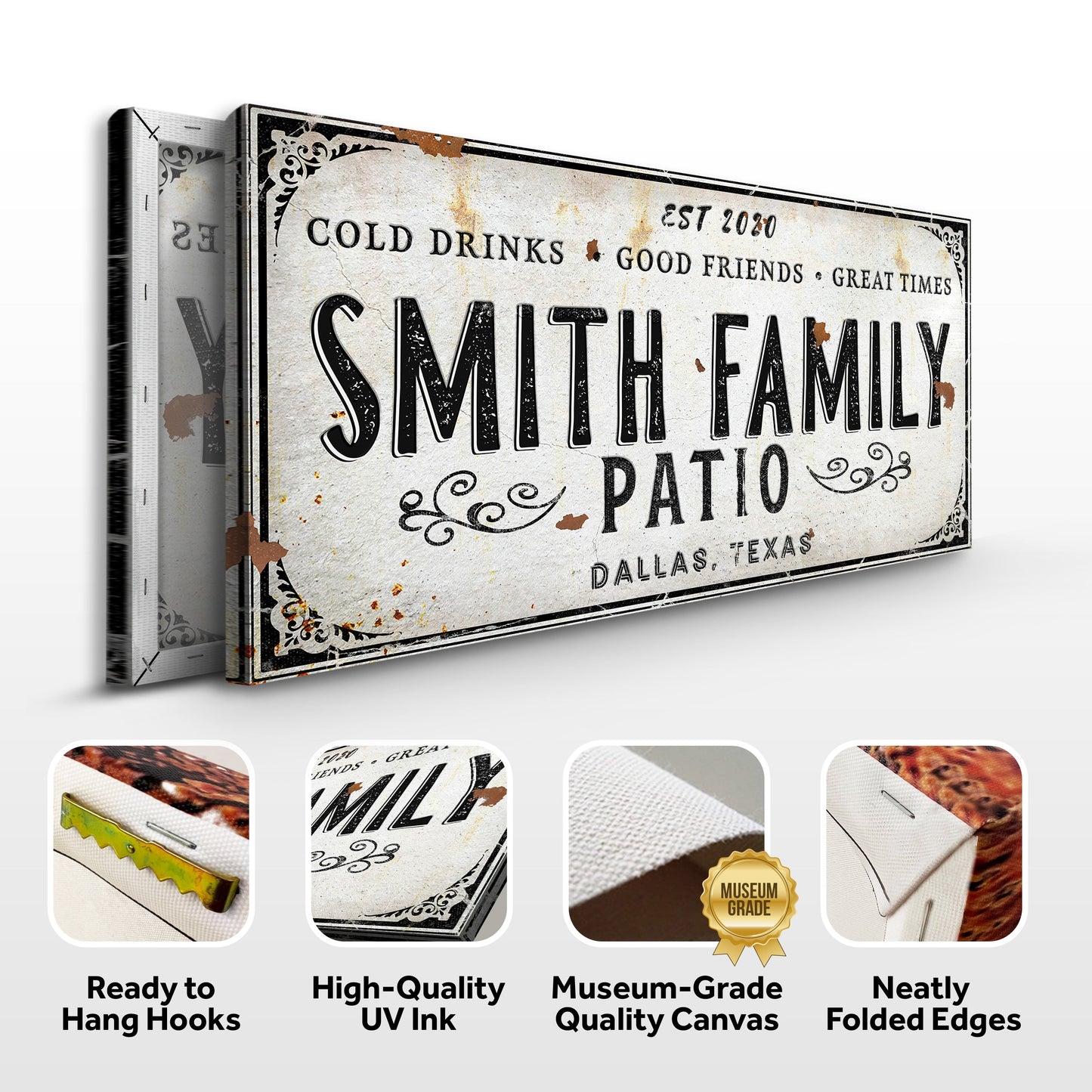Rustic Style Family Patio Sign-Canvas
