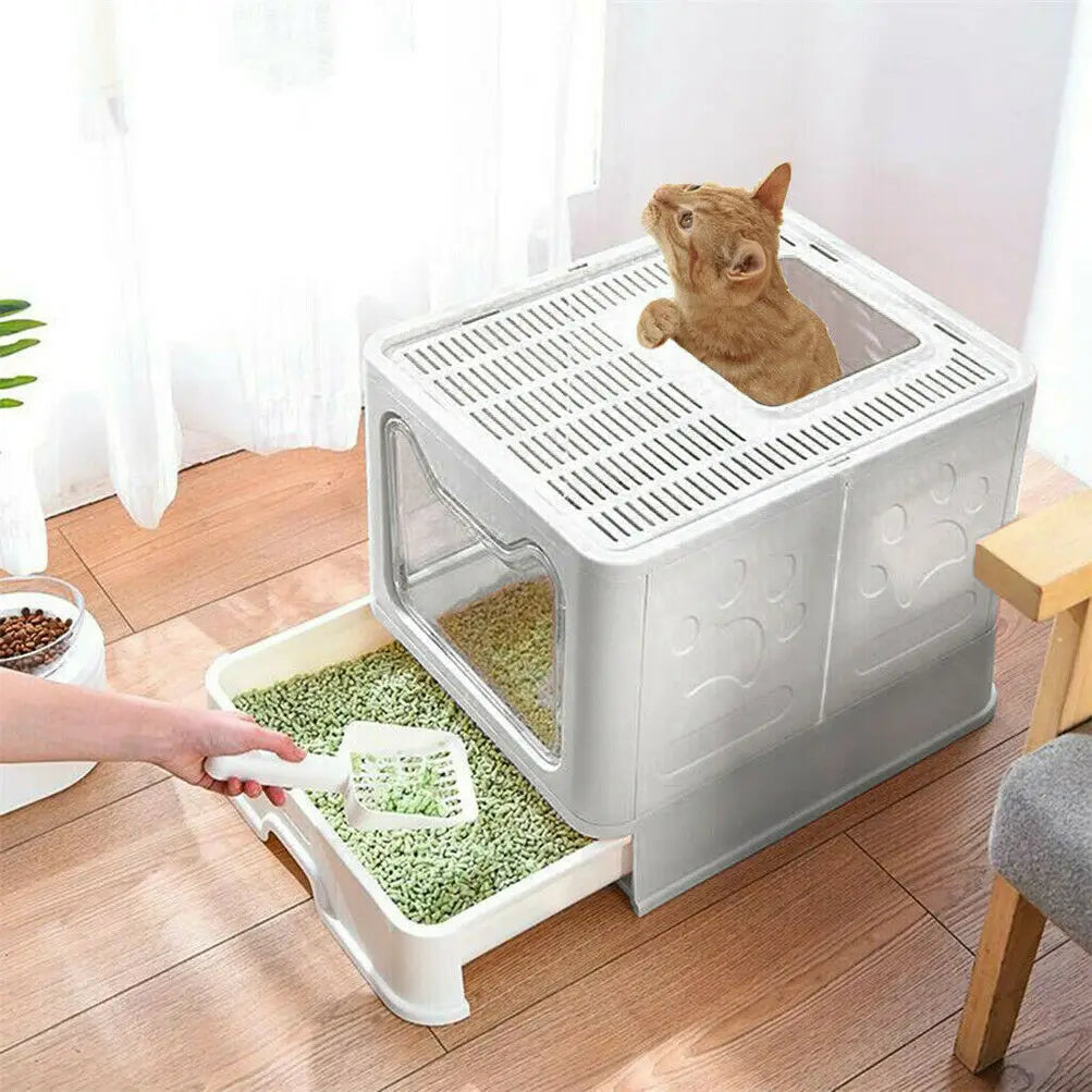 Modern Folding Kitty Litter Box with Lid