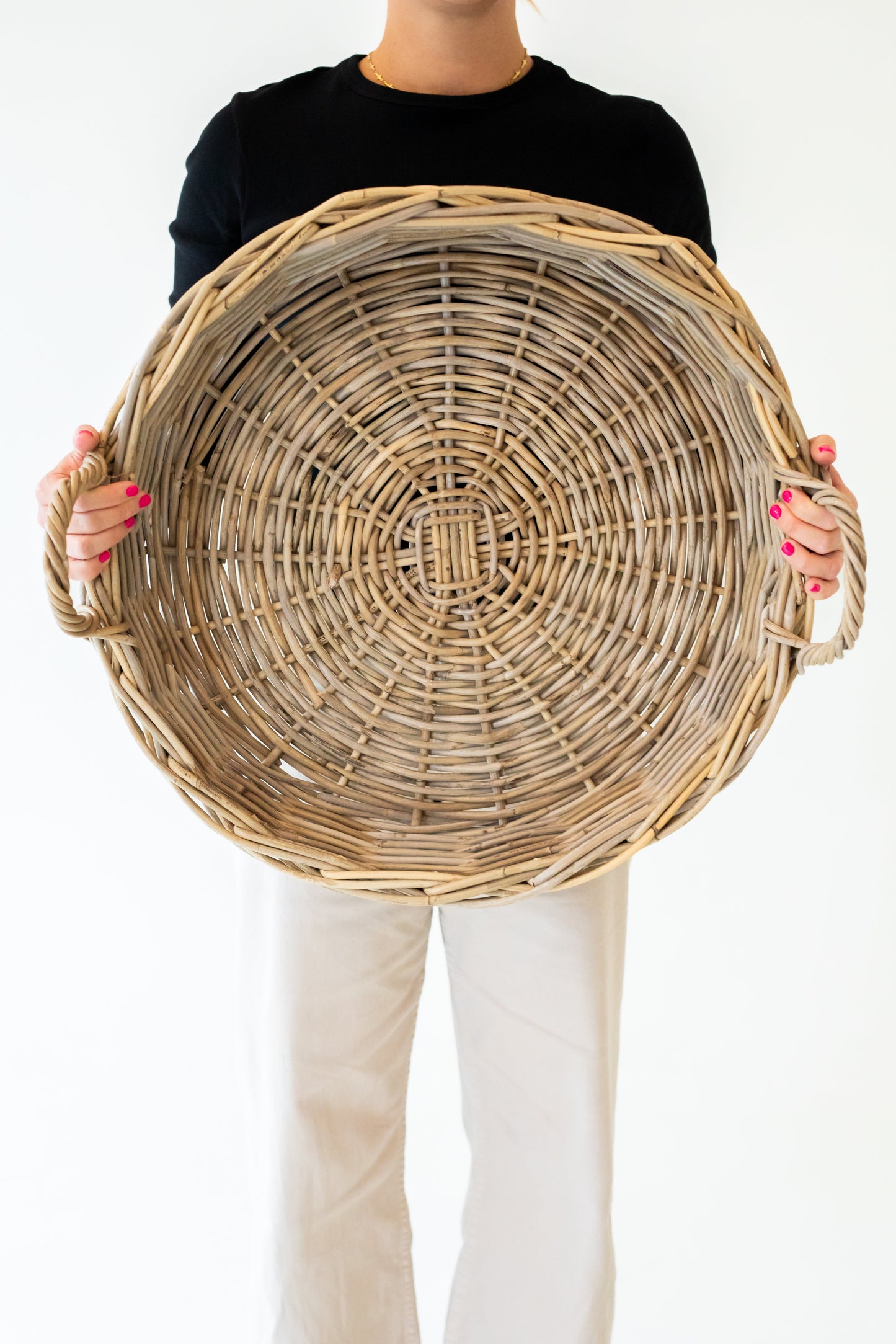 Handcrafted Round Rattan Tray