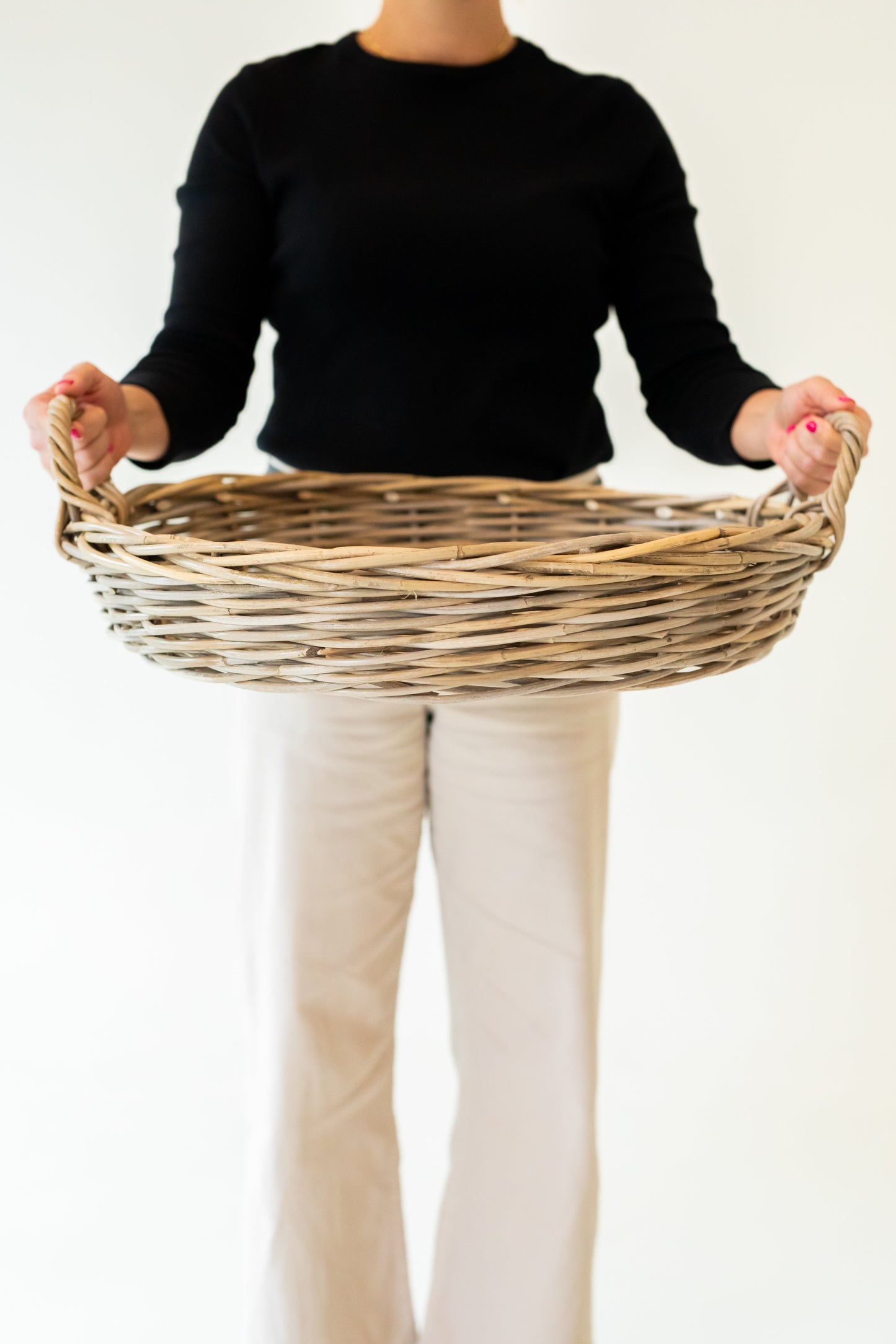 Handcrafted Round Rattan Tray