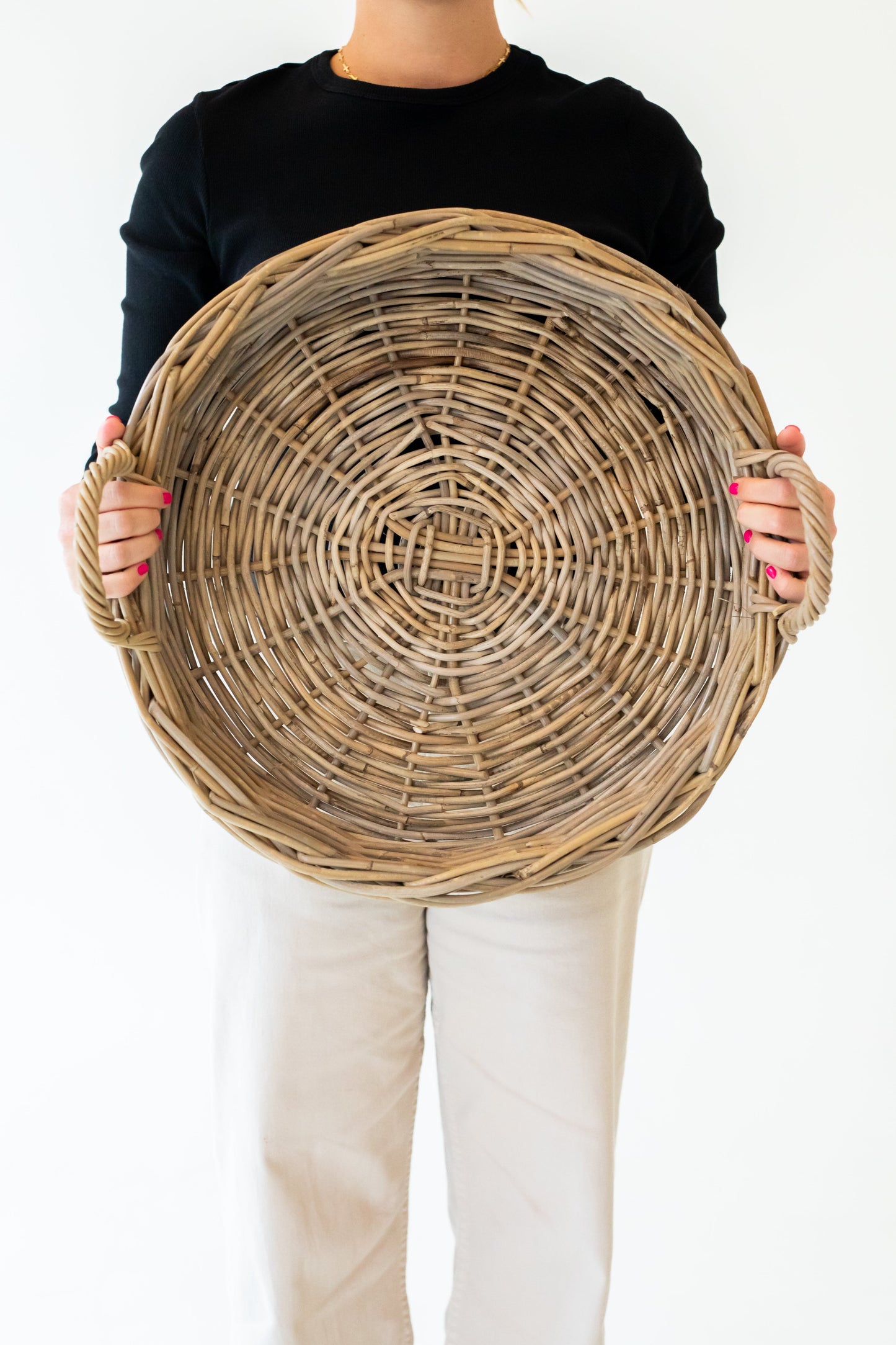 Handcrafted Round Rattan Tray