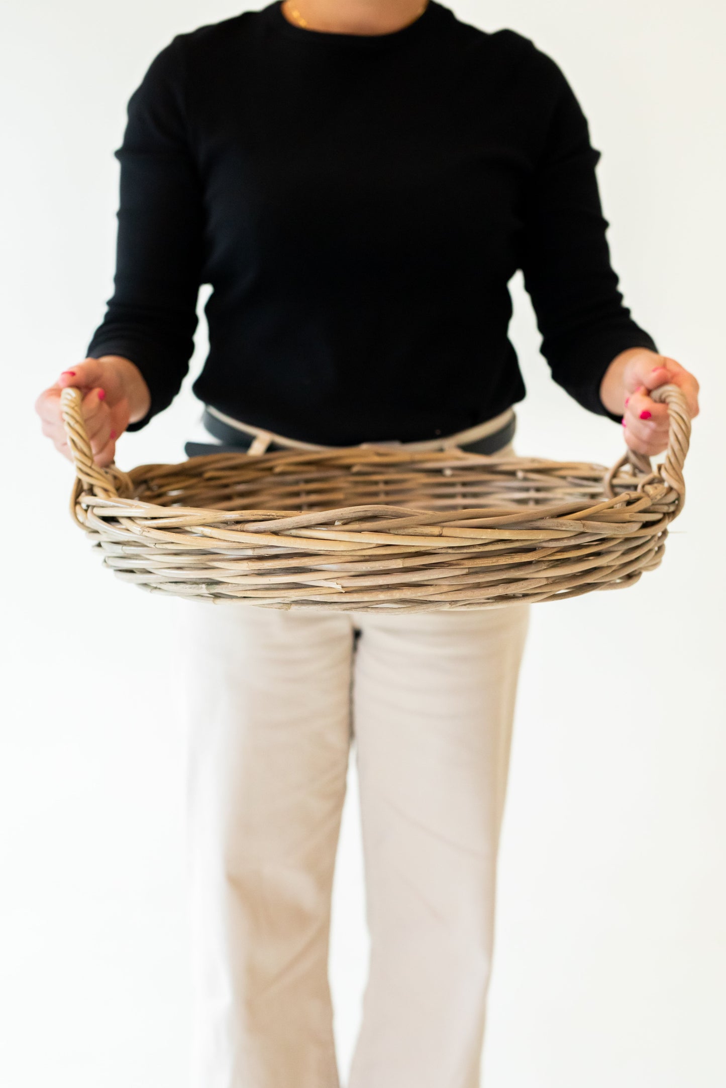 Handcrafted Round Rattan Tray