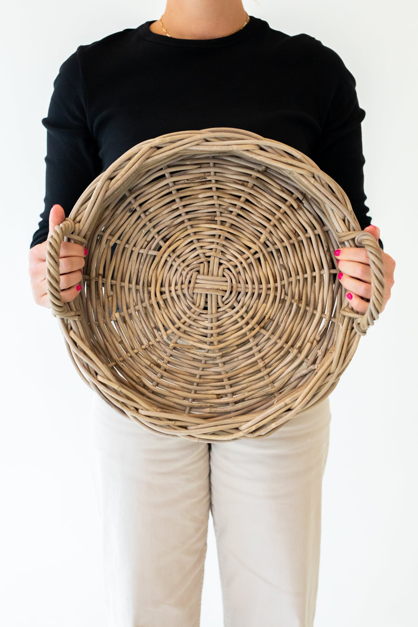 Handcrafted Round Rattan Tray
