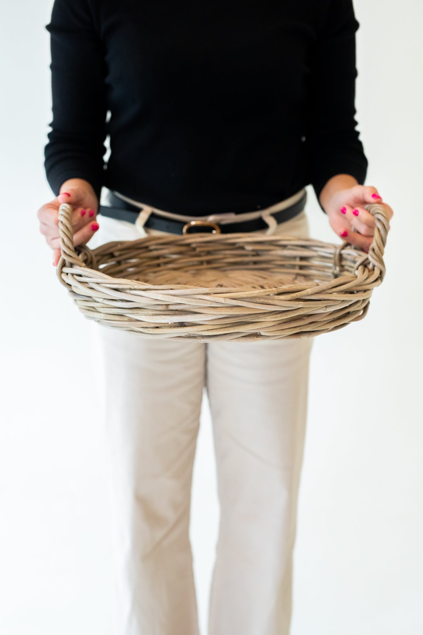 Handcrafted Round Rattan Tray