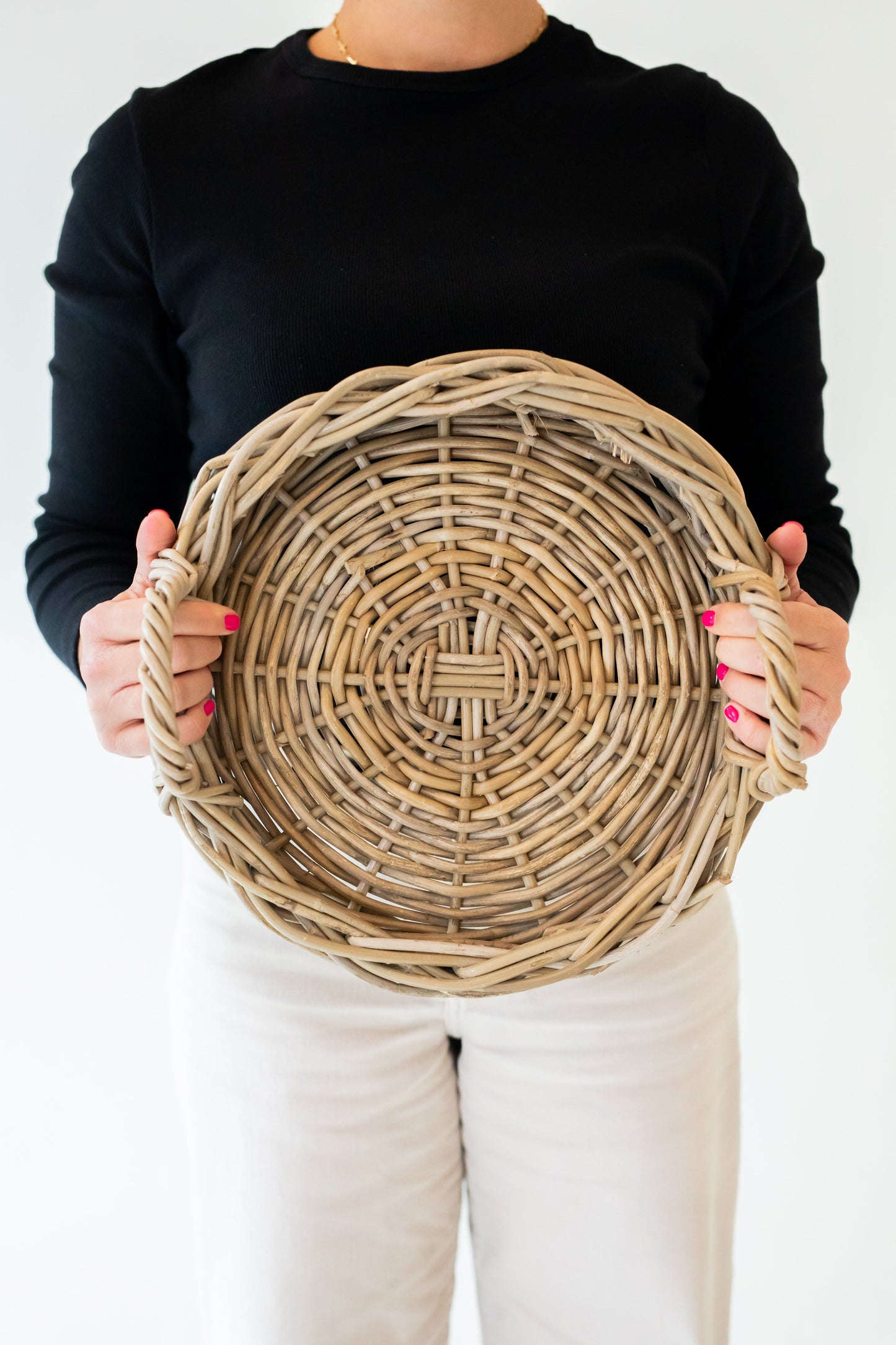 Handcrafted Round Rattan Tray