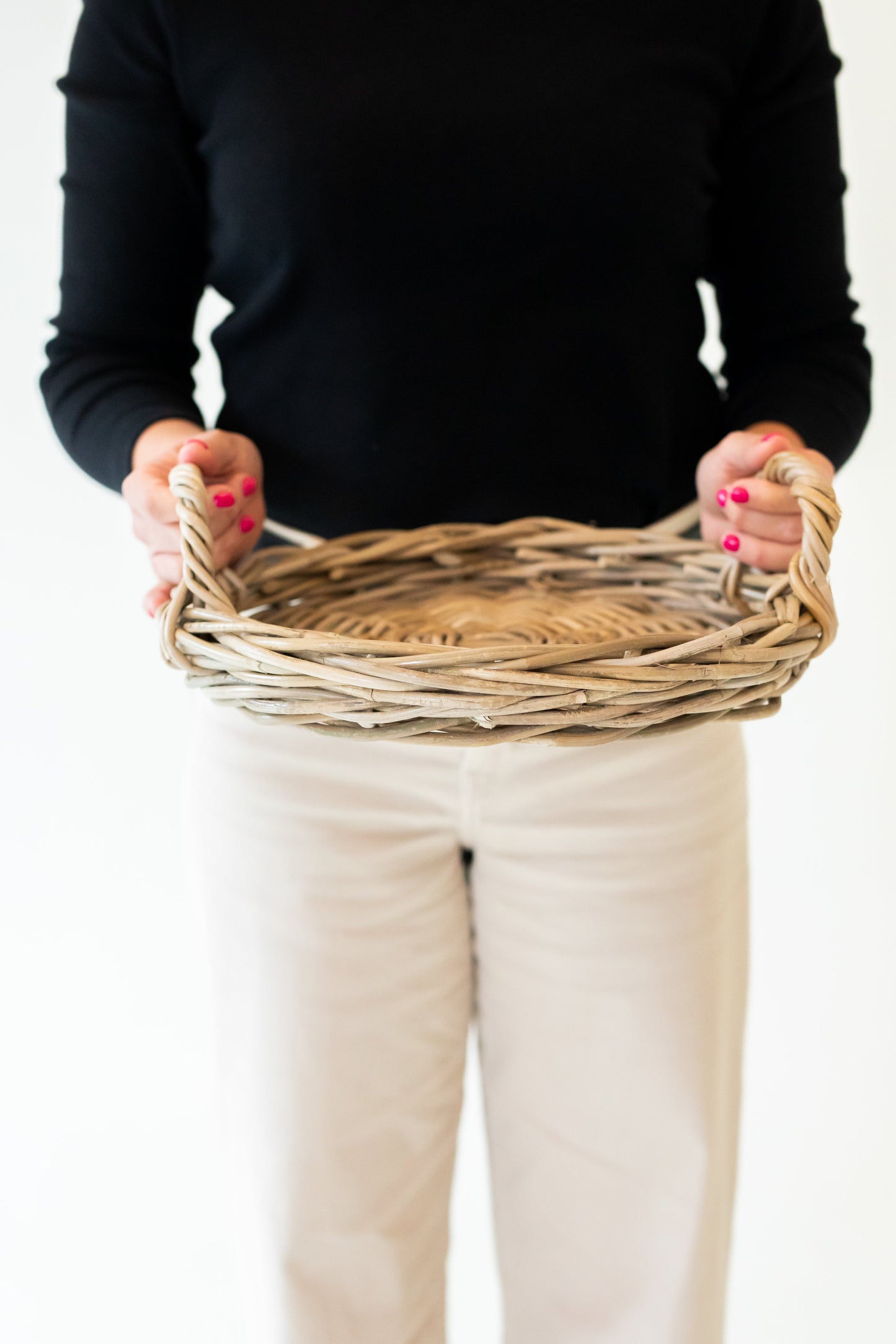 Handcrafted Round Rattan Tray