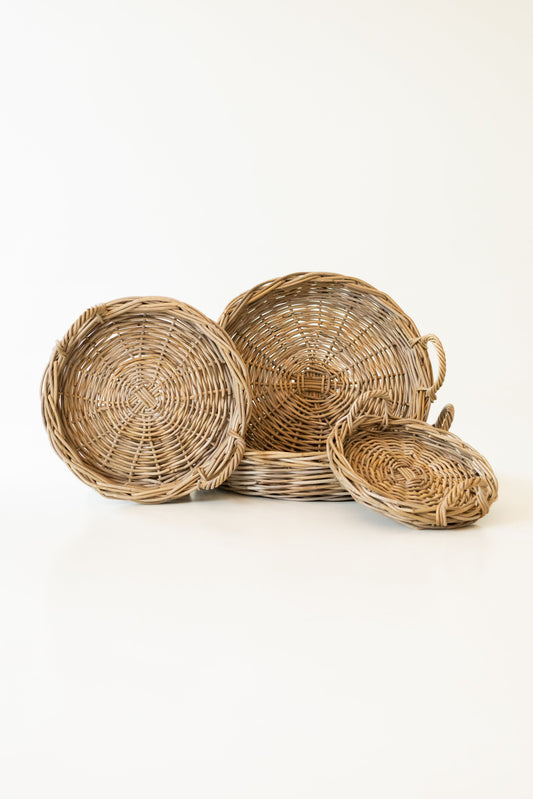 Handcrafted Round Rattan Tray
