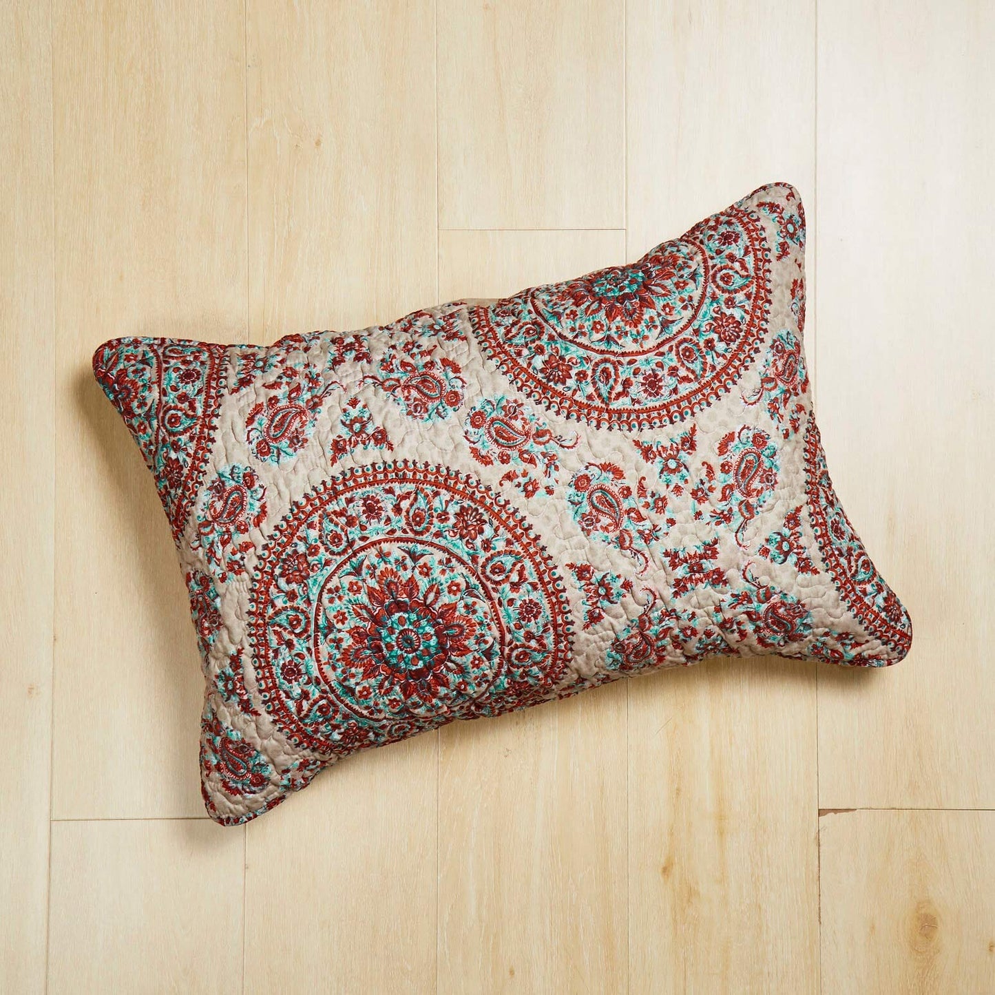 Paisley Taupe Quilted Pillow Sham