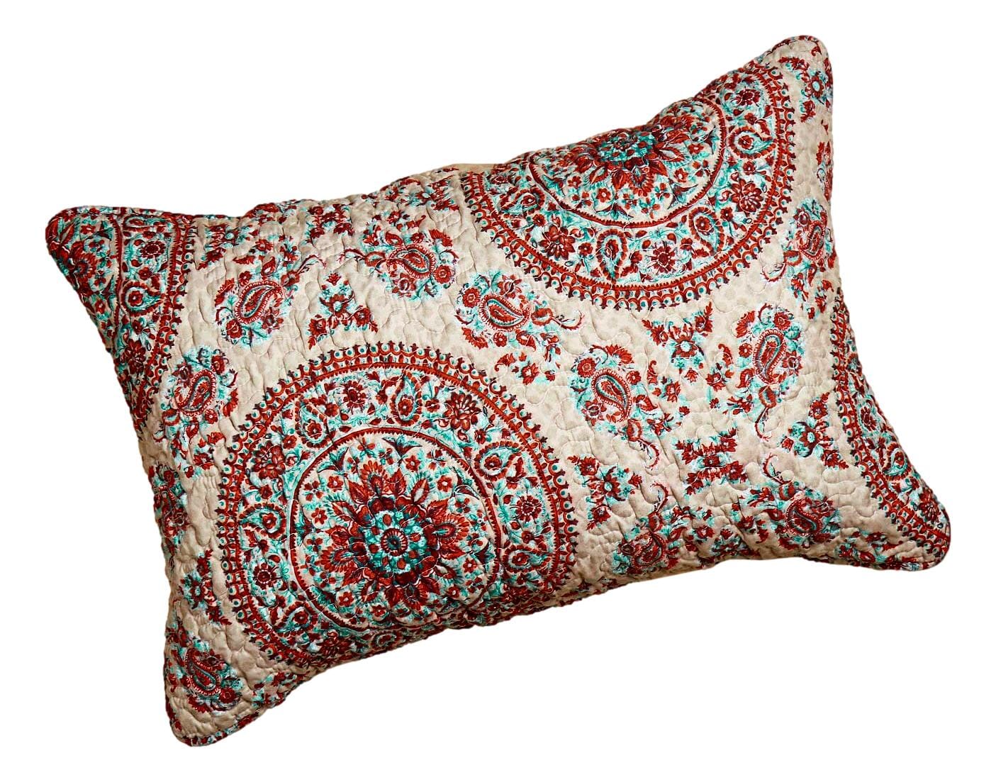 Paisley Taupe Quilted Pillow Sham