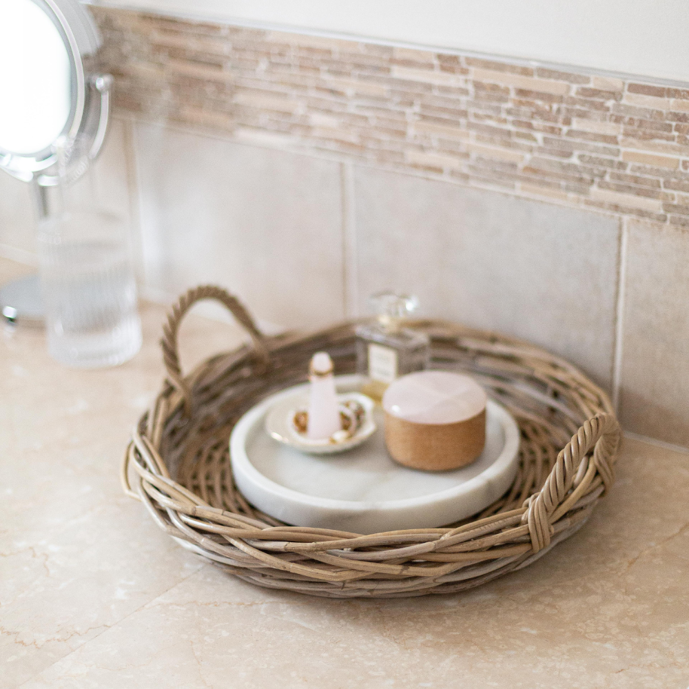 Handcrafted Round Rattan Tray