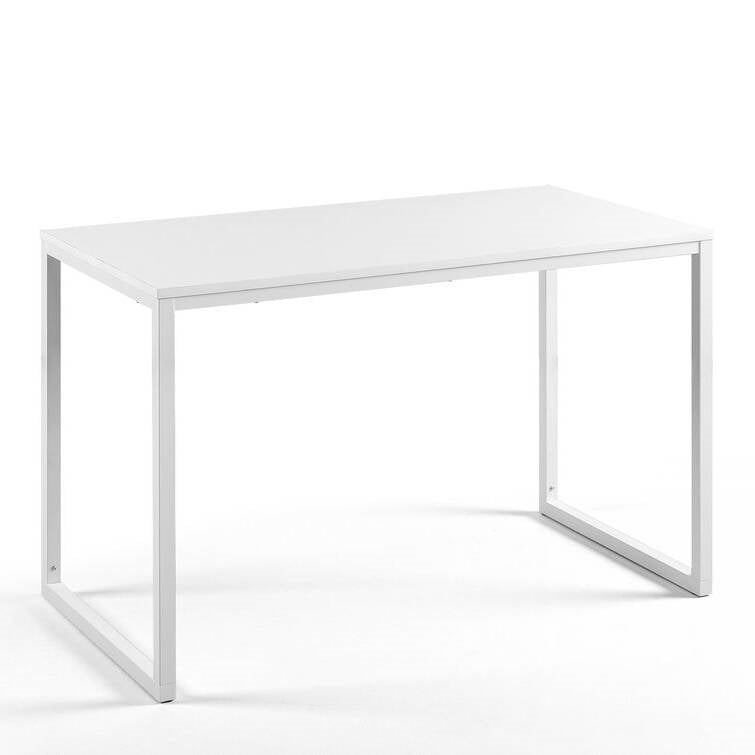 White Home Office Desk with Steel Frame