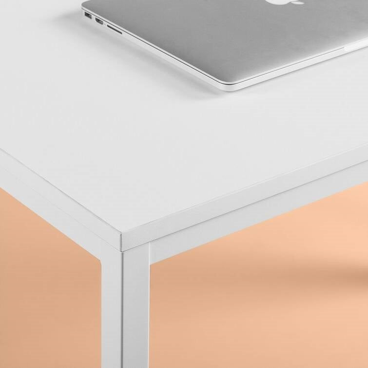 White Home Office Desk with Steel Frame