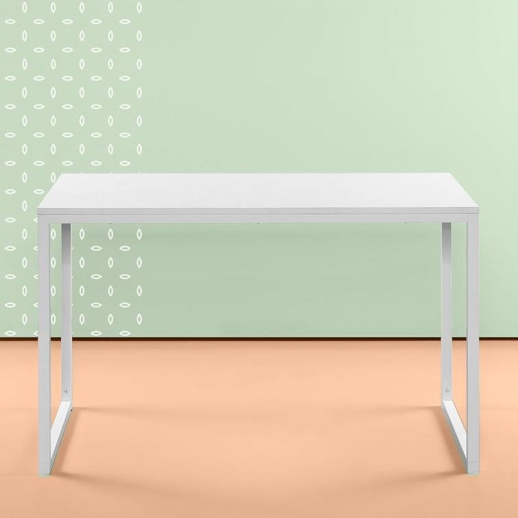 White Home Office Desk with Steel Frame