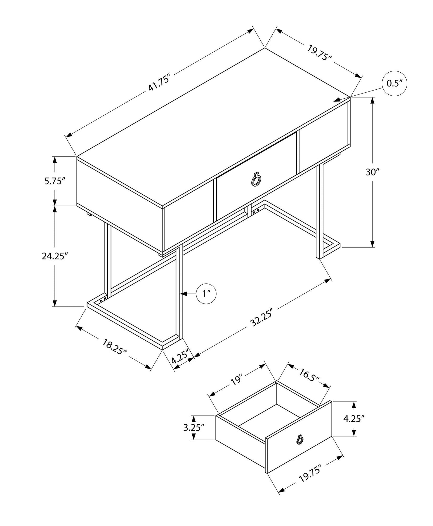 Glossy Finish Contemporary Desk