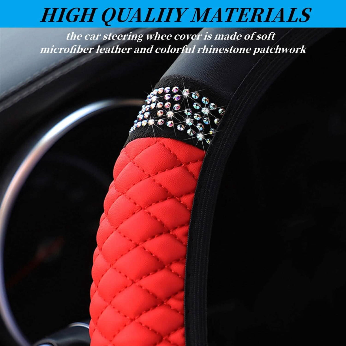 Bling Soft Leather Car Steering Wheel Cover