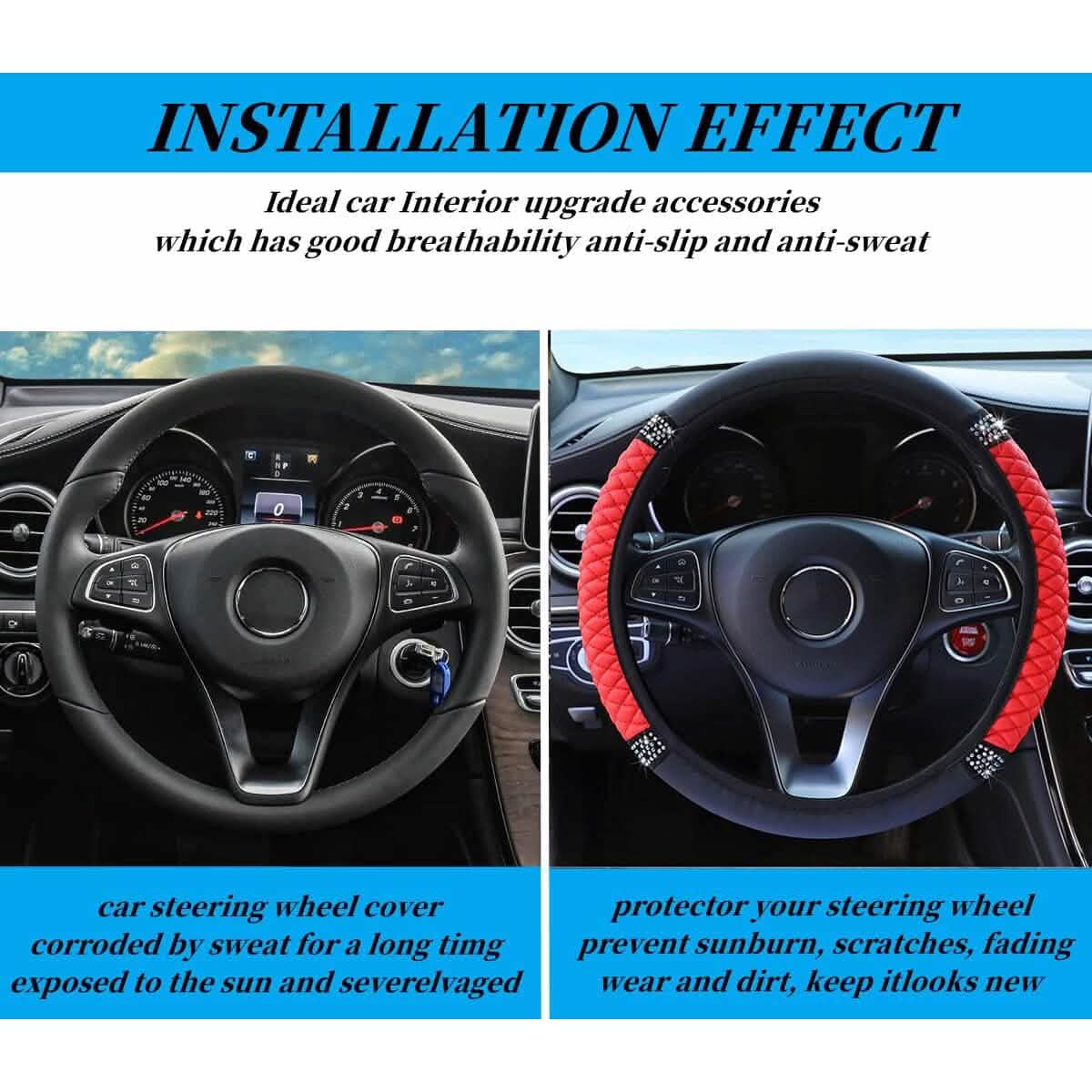Bling Soft Leather Car Steering Wheel Cover
