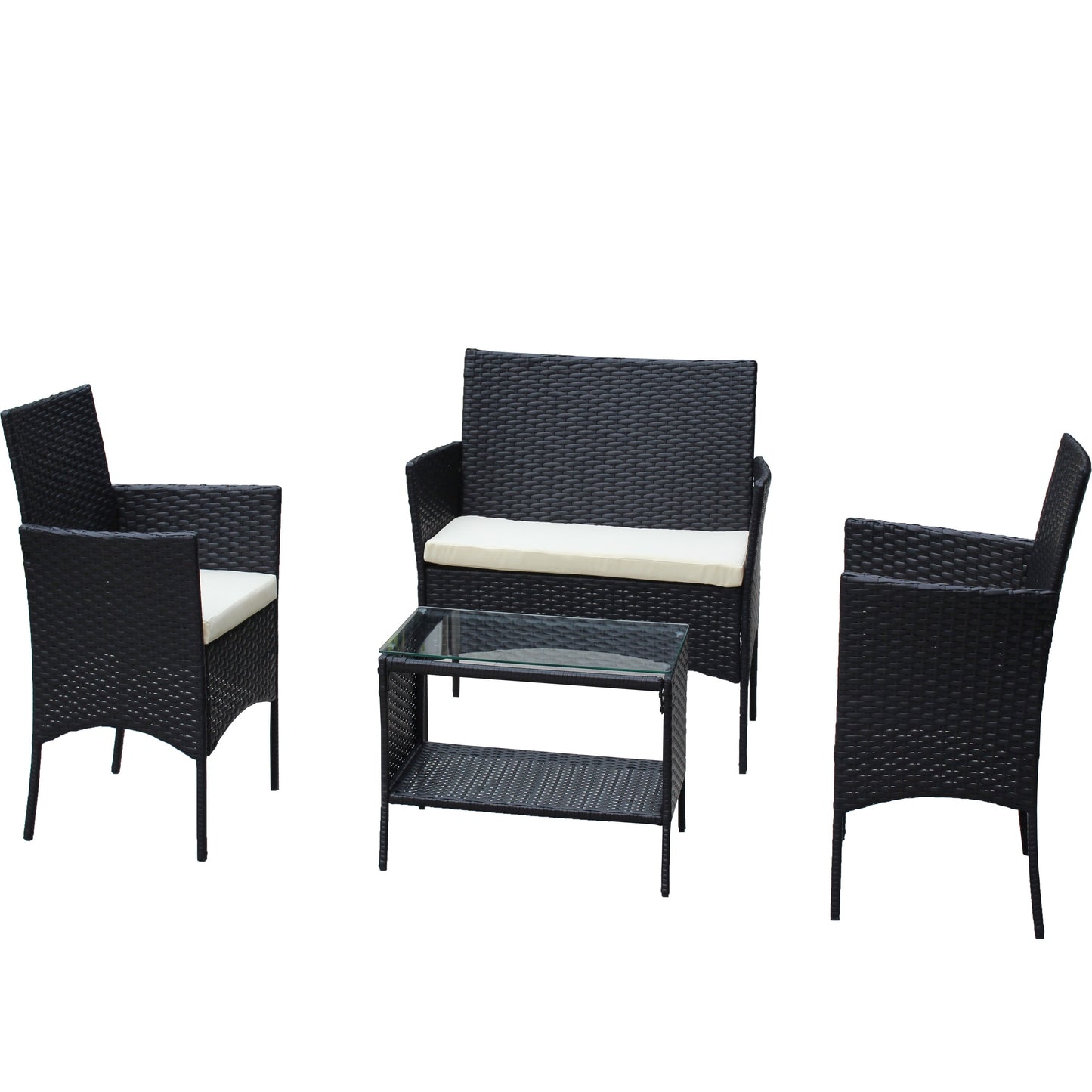 4 Piece Rattan Patio Furniture Set
