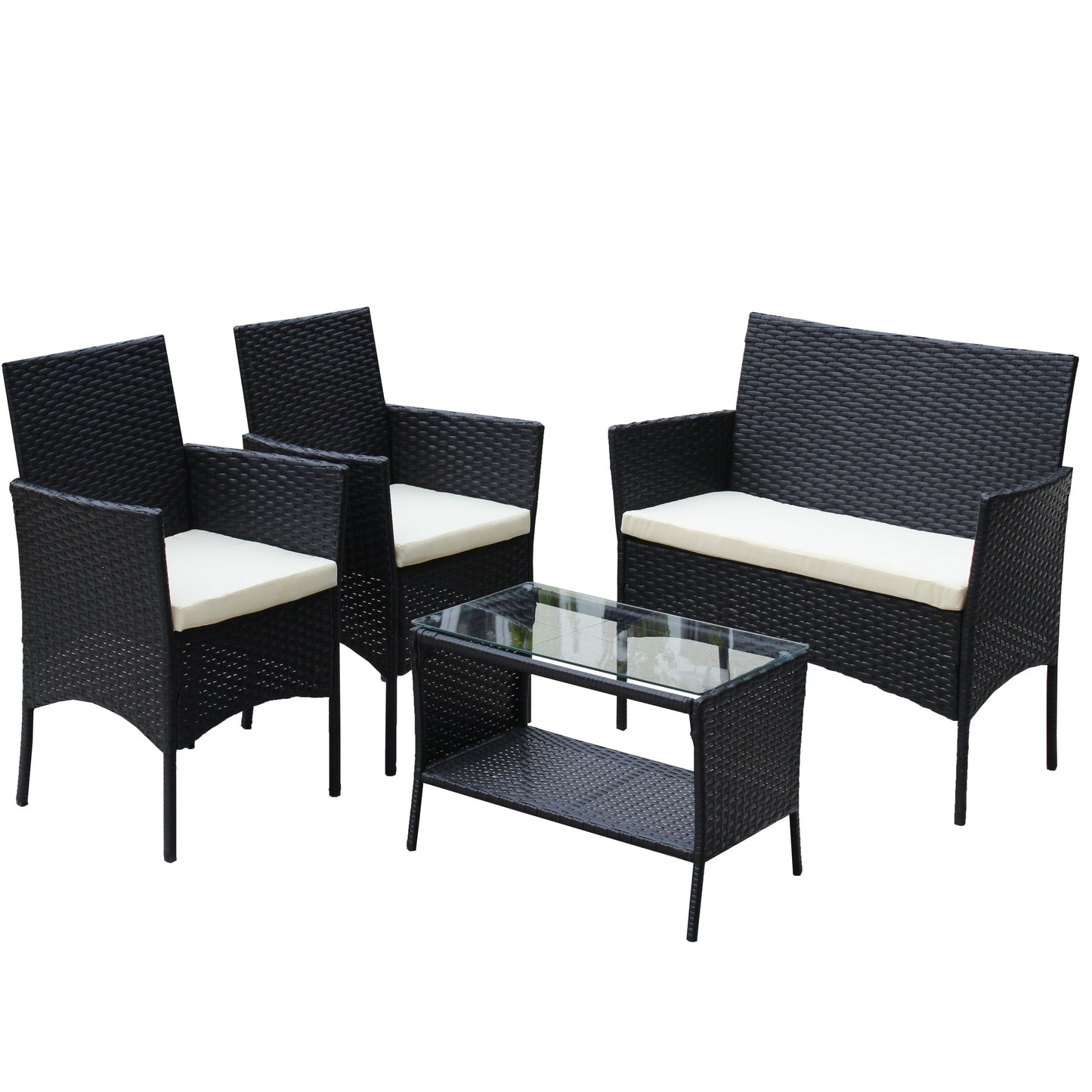 4 Piece Rattan Patio Furniture Set