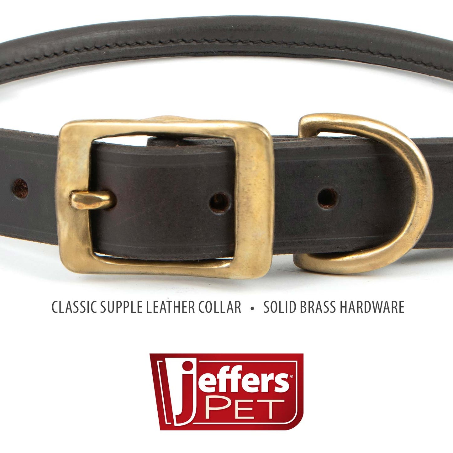 Leather Dog Collar with Brass Hardware