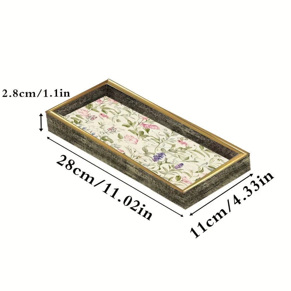 Decorative Glass Tray with Golden Accents
