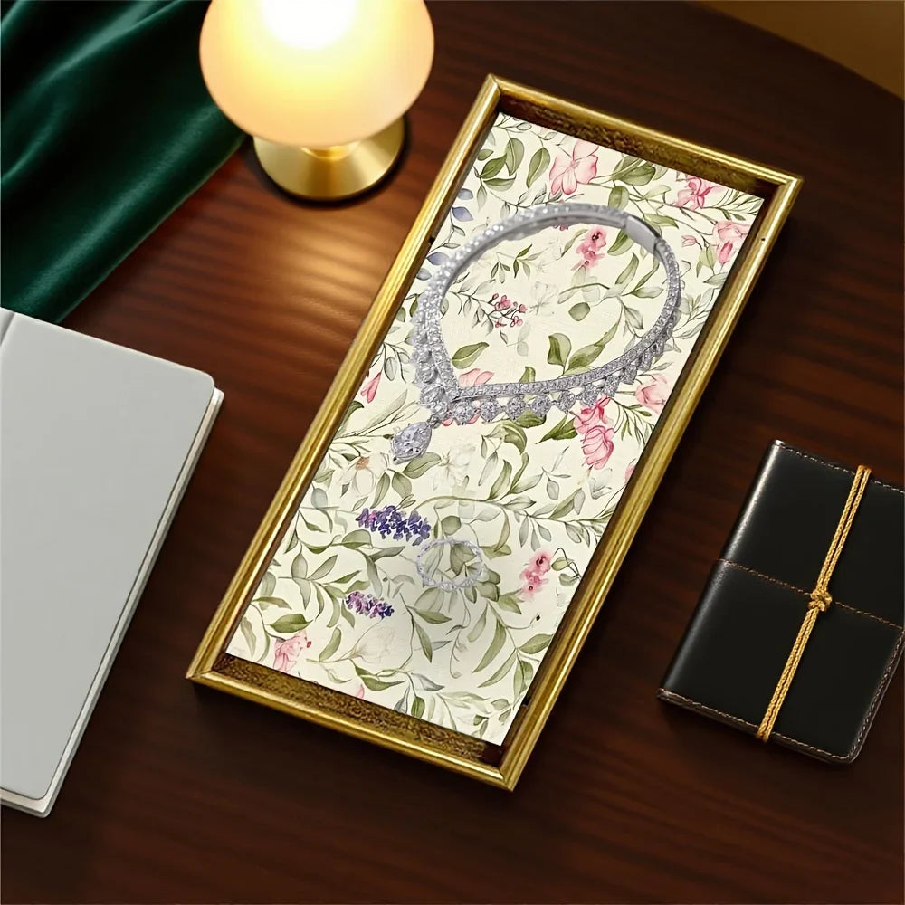 Decorative Glass Tray with Golden Accents