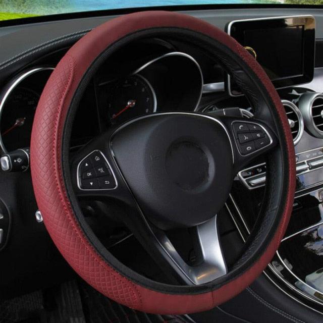 Sweatproof Leather Steering Wheel Cover
