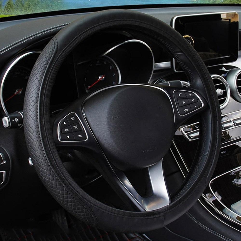 Sweatproof Leather Steering Wheel Cover