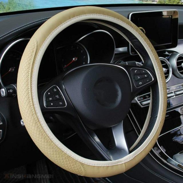 Sweatproof Leather Steering Wheel Cover