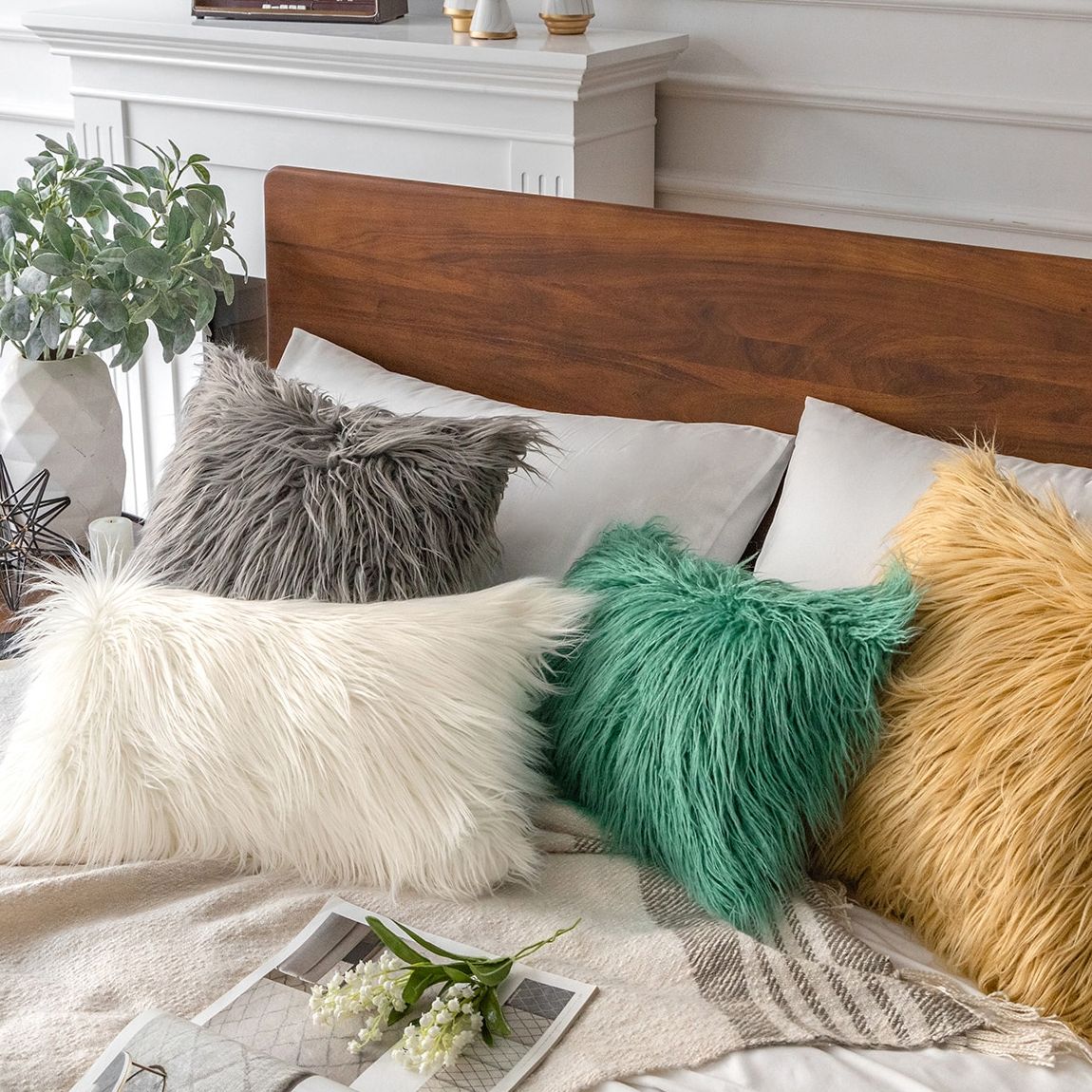 Set Of Fur Throw Pillow Covers